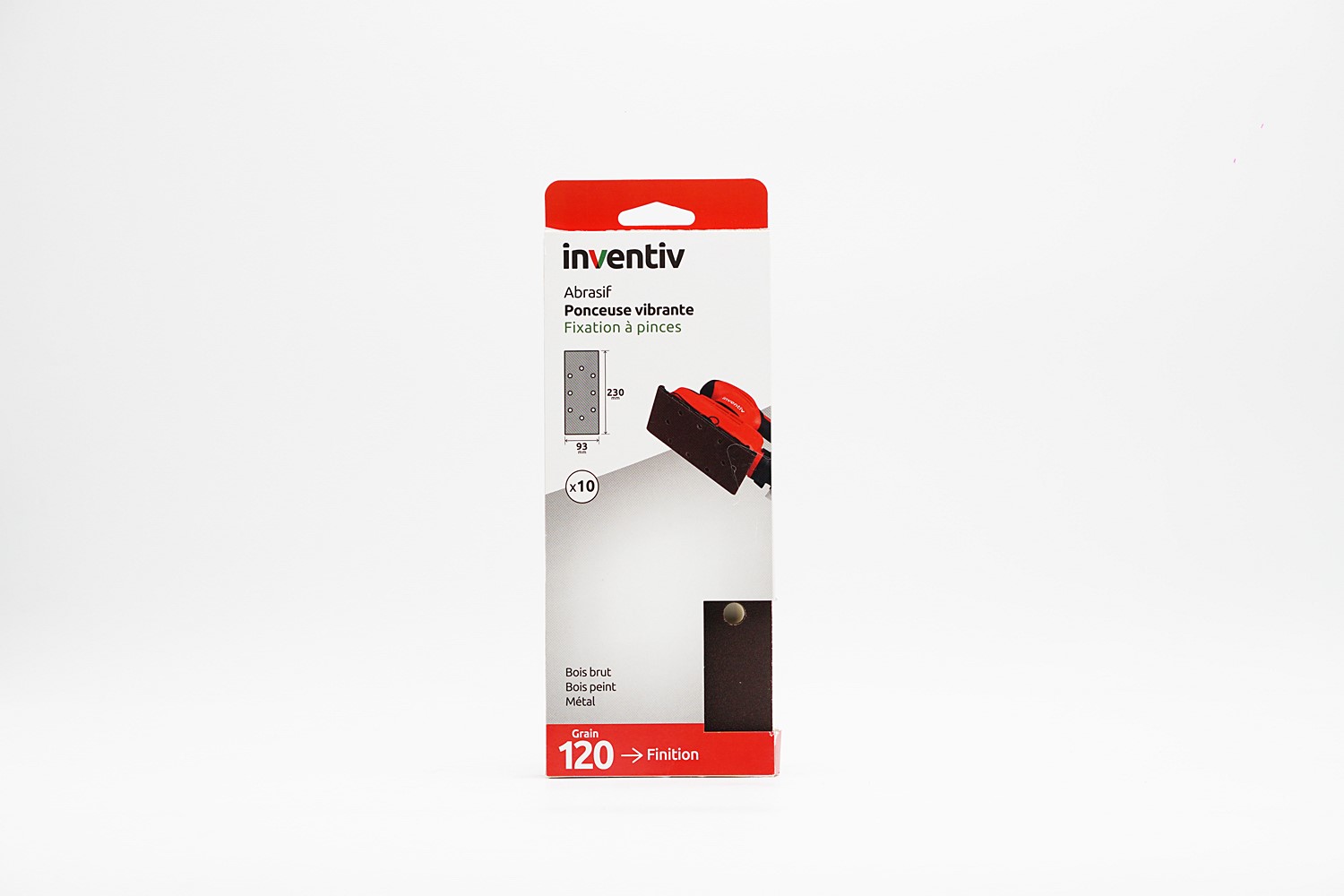 10 Patins trous ovales 93x230mm Grain 120 - INVENTIV
